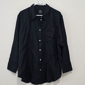 M&S PURE LINEN Black Lightweight Casual Button Down Shirt SIZE 20